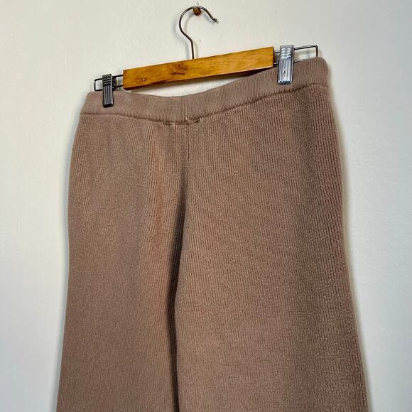 FIGS Wide Leg Ribbed Knit Cozy Lounge Pants Joggers in Neutral Tan Latte S - Picture 7 of 9